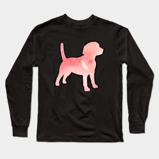 Pink Beagle Dog Art Silhouette Long Sleeve T-Shirt